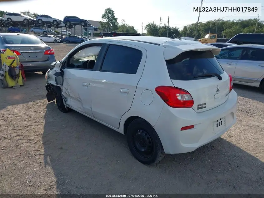 2017 Mitsubishi Mirage Es VIN: ML32A3HJ7HH017849 Lot: 45542189