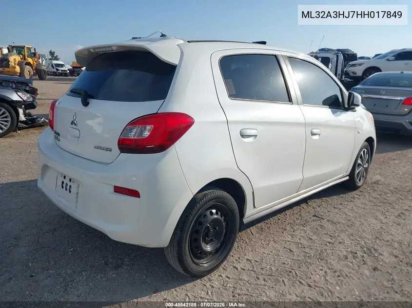 2017 Mitsubishi Mirage Es VIN: ML32A3HJ7HH017849 Lot: 45542189