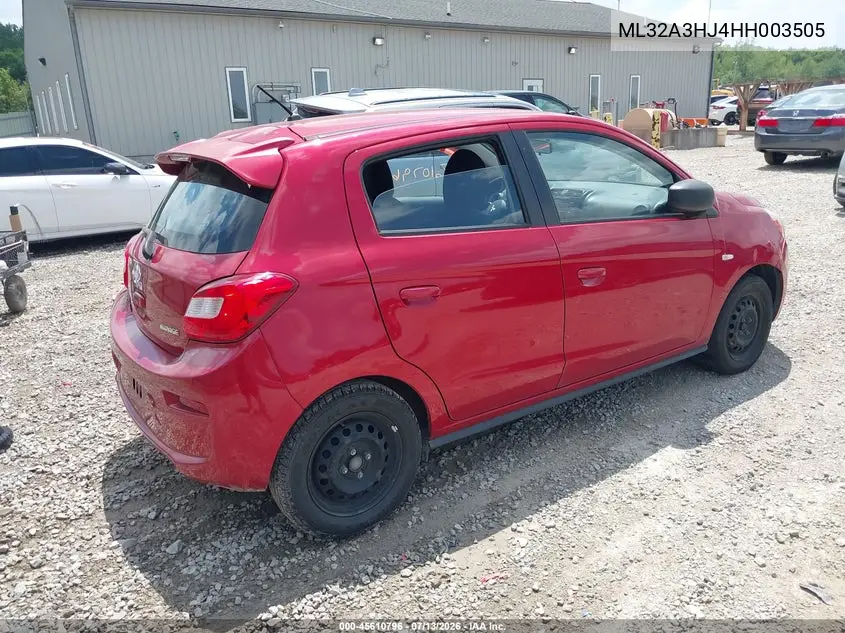 2017 Mitsubishi Mirage Es VIN: ML32A3HJ4HH003505 Lot: 45610796