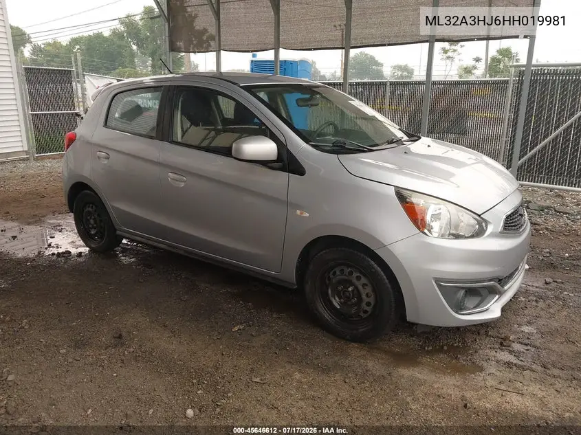 2017 Mitsubishi Mirage Es VIN: ML32A3HJ6HH019981 Lot: 45646612