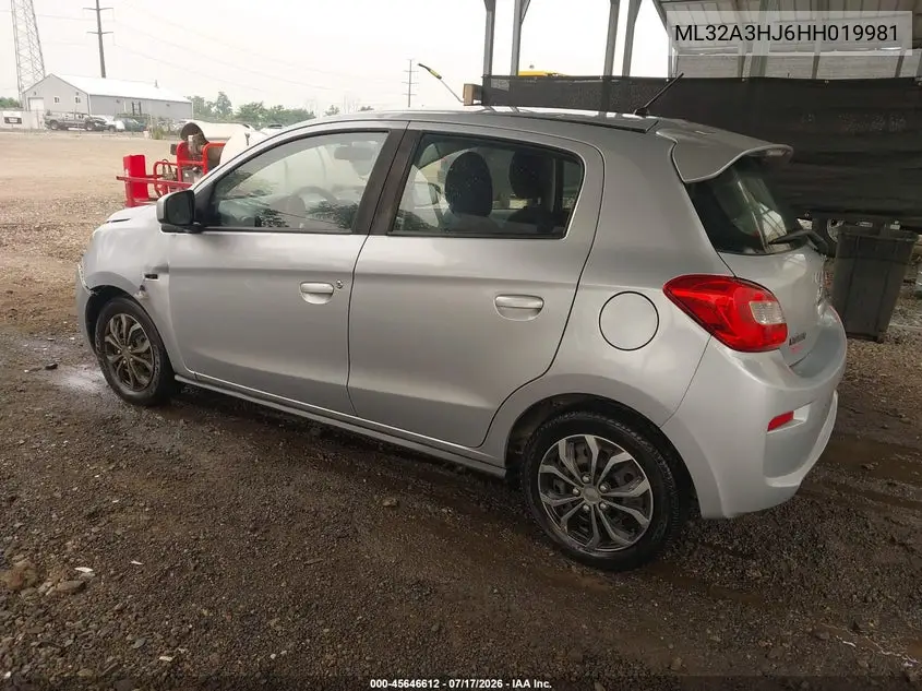 2017 Mitsubishi Mirage Es VIN: ML32A3HJ6HH019981 Lot: 45646612