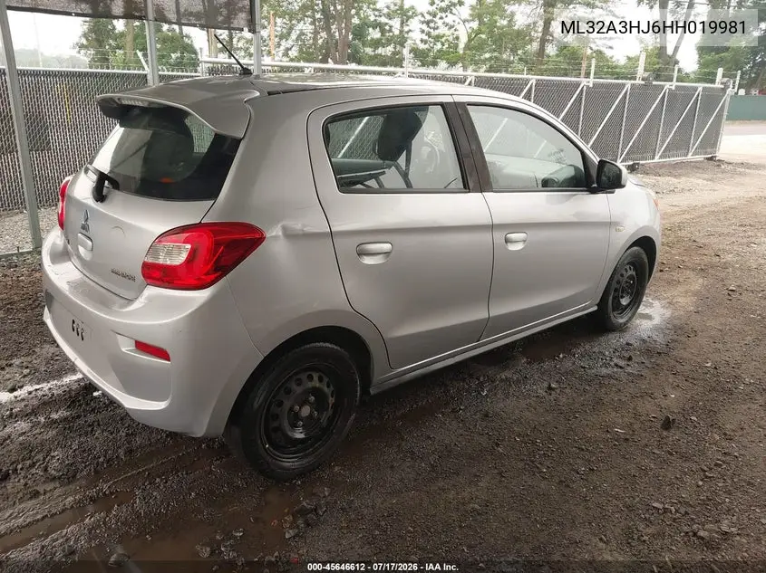 2017 Mitsubishi Mirage Es VIN: ML32A3HJ6HH019981 Lot: 45646612