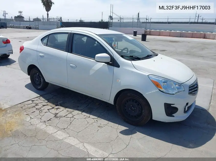 2017 Mitsubishi Mirage G4 Es VIN: ML32F3FJ9HHF17003 Lot: 45663951