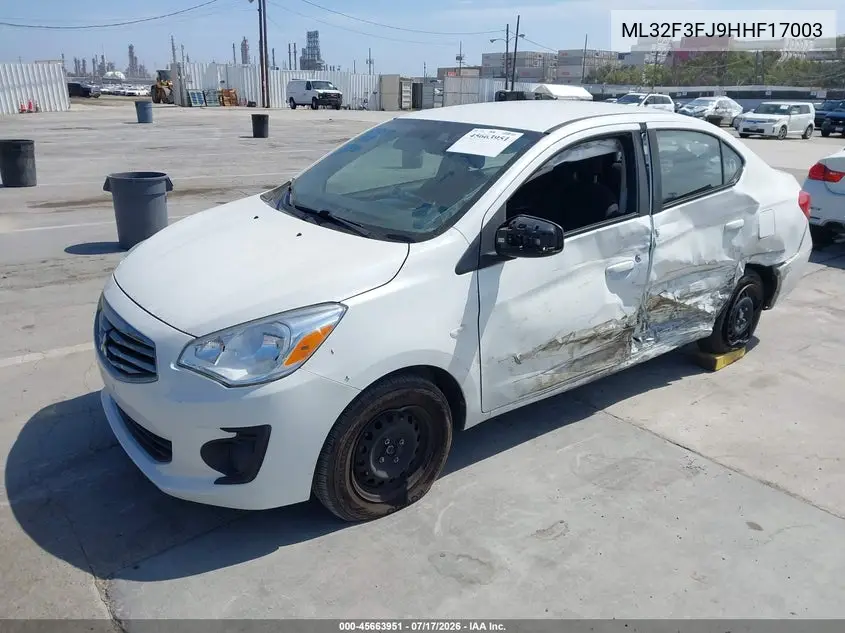 2017 Mitsubishi Mirage G4 Es VIN: ML32F3FJ9HHF17003 Lot: 45663951