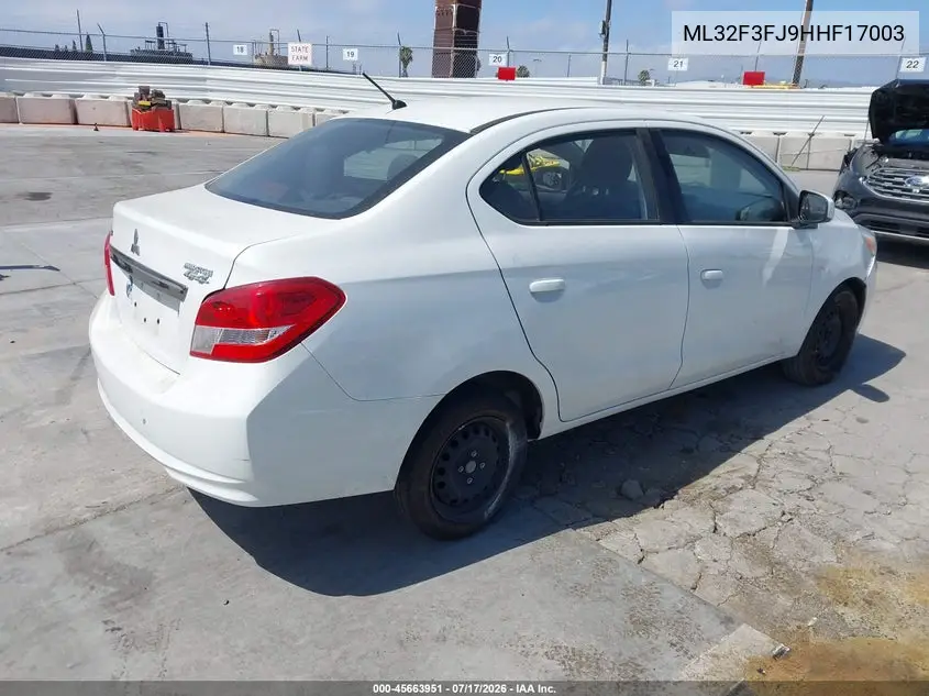 2017 Mitsubishi Mirage G4 Es VIN: ML32F3FJ9HHF17003 Lot: 45663951