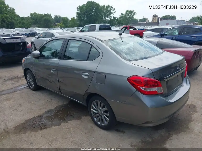 2017 Mitsubishi Mirage G4 Se VIN: ML32F4FJ3HH003229 Lot: 45693317