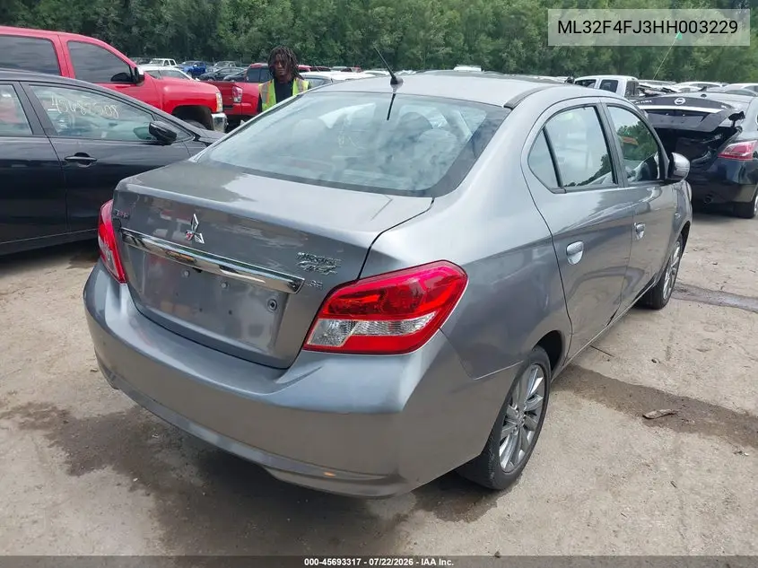 2017 Mitsubishi Mirage G4 Se VIN: ML32F4FJ3HH003229 Lot: 45693317