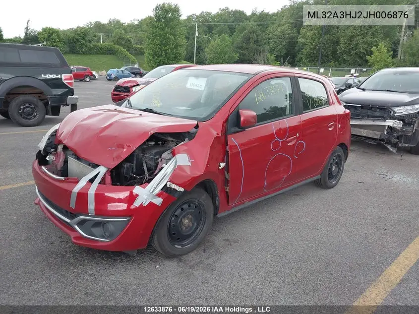 2018 Mitsubishi Mirage Es VIN: ML32A3HJ2JH006876 Lot: 12633876X