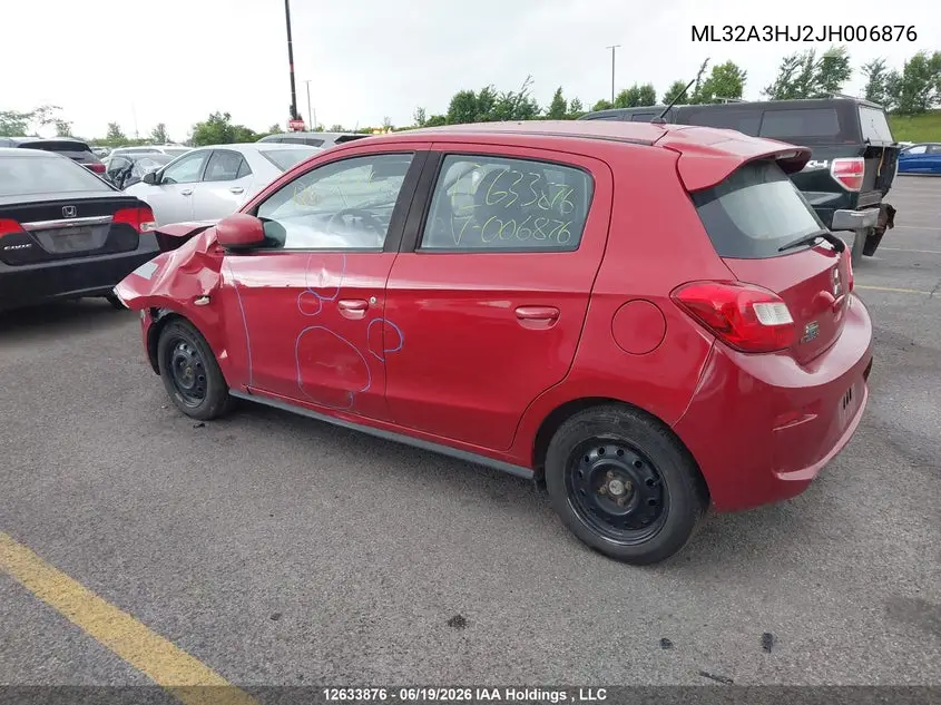 2018 Mitsubishi Mirage Es VIN: ML32A3HJ2JH006876 Lot: 12633876X