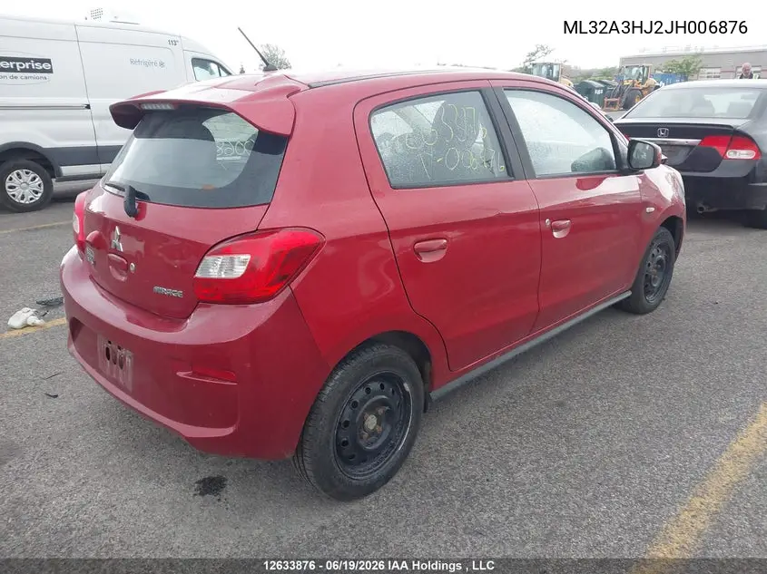 2018 Mitsubishi Mirage Es VIN: ML32A3HJ2JH006876 Lot: 12633876X