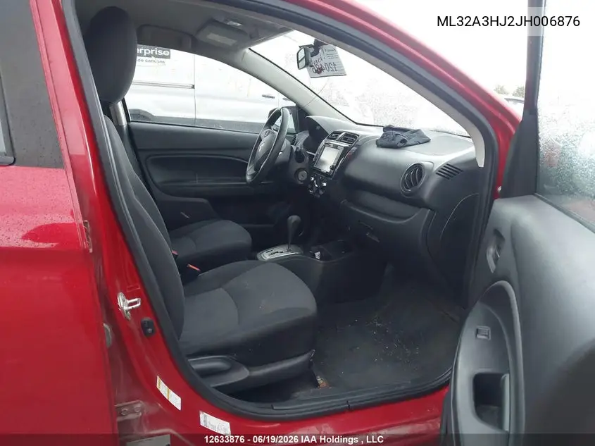 2018 Mitsubishi Mirage Es VIN: ML32A3HJ2JH006876 Lot: 12633876X