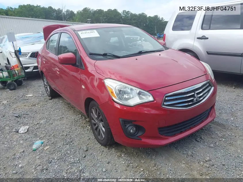 2018 Mitsubishi Mirage G4 Es VIN: ML32F3FJ8JHF04751 Lot: 45452302