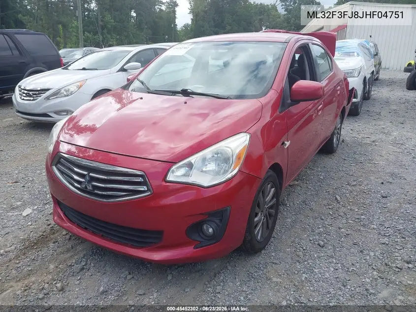 2018 Mitsubishi Mirage G4 Es VIN: ML32F3FJ8JHF04751 Lot: 45452302
