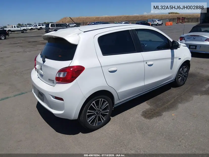 2018 Mitsubishi Mirage Gt VIN: ML32A5HJ6JH002888 Lot: 45619204