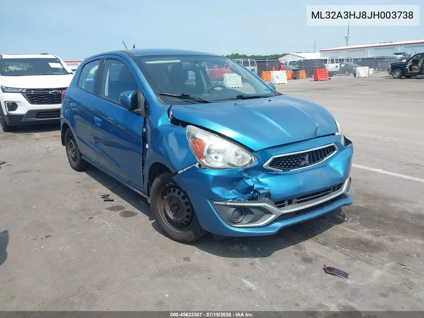 2018 Mitsubishi Mirage Es VIN: ML32A3HJ8JH003738 Lot: 45623307