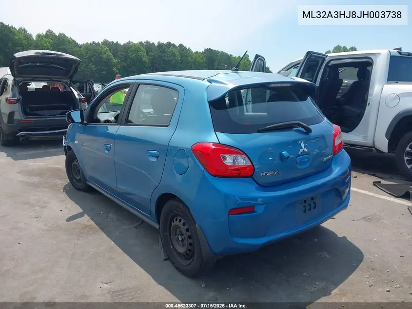2018 Mitsubishi Mirage Es VIN: ML32A3HJ8JH003738 Lot: 45623307