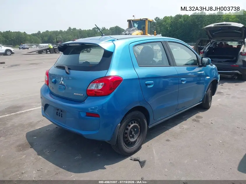 2018 Mitsubishi Mirage Es VIN: ML32A3HJ8JH003738 Lot: 45623307