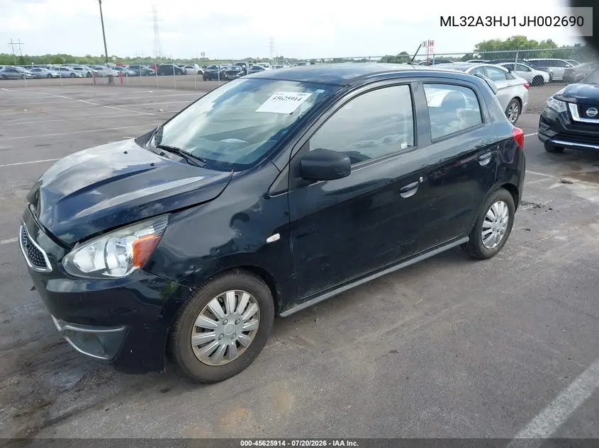 2018 Mitsubishi Mirage Es VIN: ML32A3HJ1JH002690 Lot: 45625914