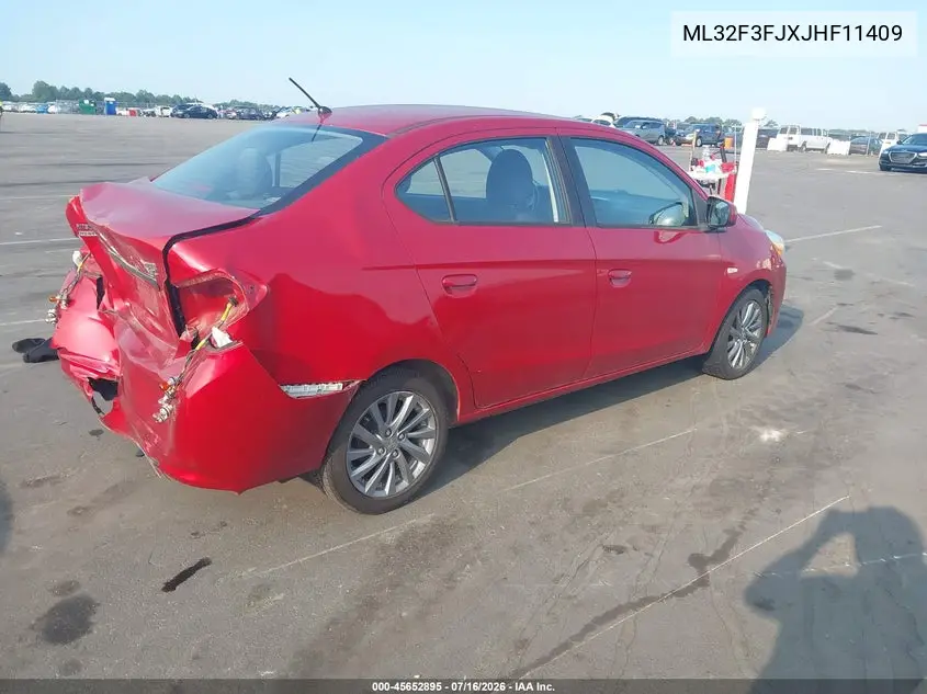 2018 Mitsubishi Mirage G4 Es VIN: ML32F3FJXJHF11409 Lot: 45652895