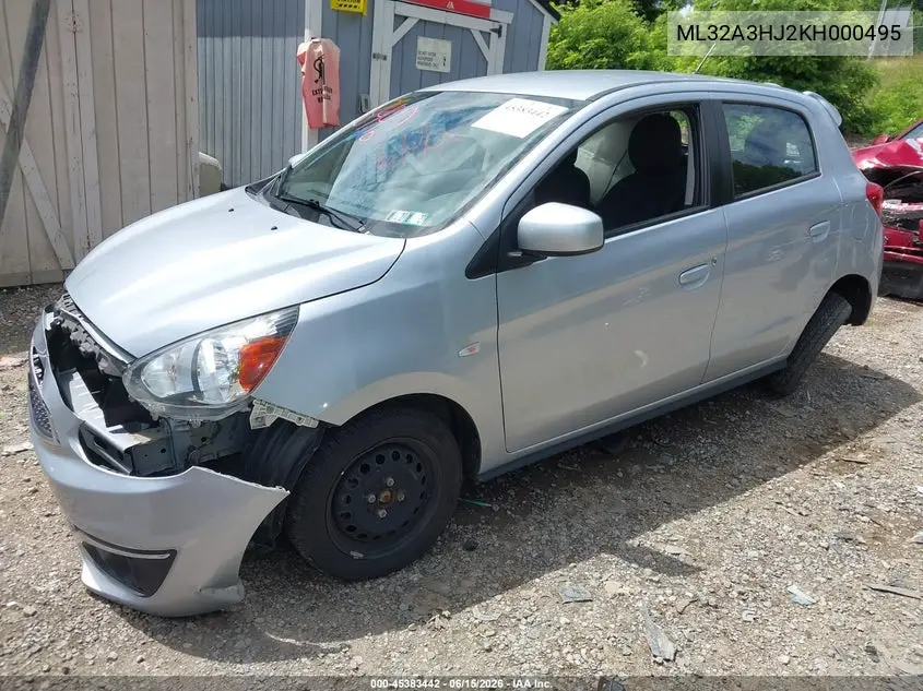 2019 Mitsubishi Mirage Es VIN: ML32A3HJ2KH000495 Lot: 45383442