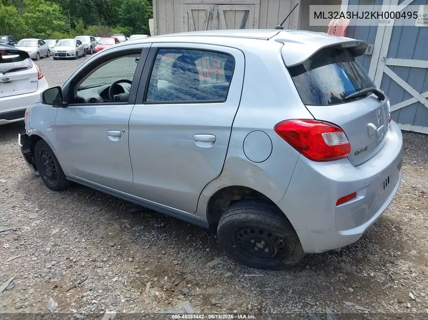 2019 Mitsubishi Mirage Es VIN: ML32A3HJ2KH000495 Lot: 45383442