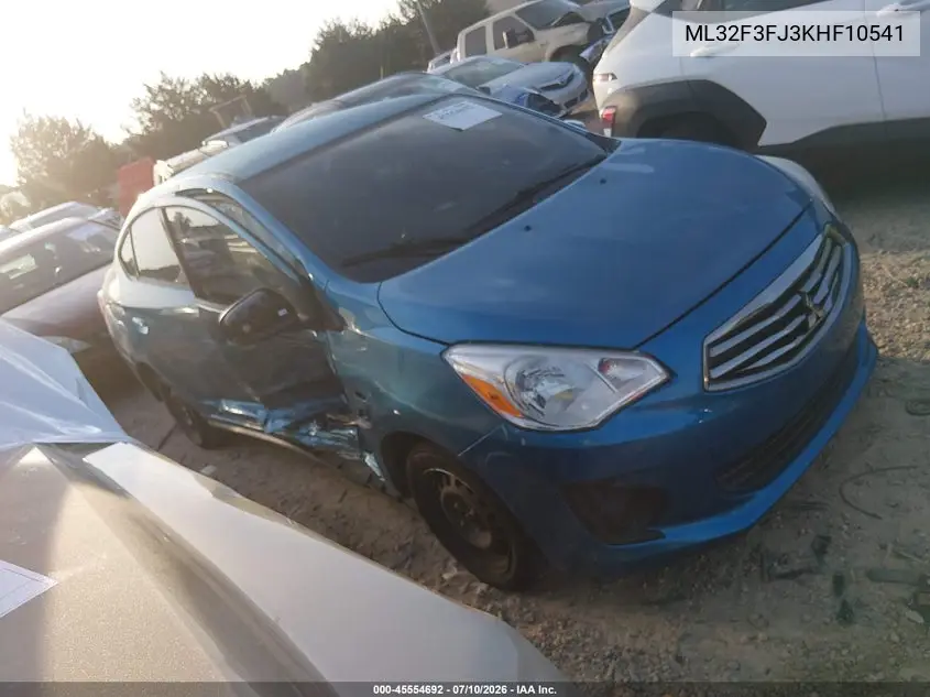 2019 Mitsubishi Mirage G4 Es VIN: ML32F3FJ3KHF10541 Lot: 45554692