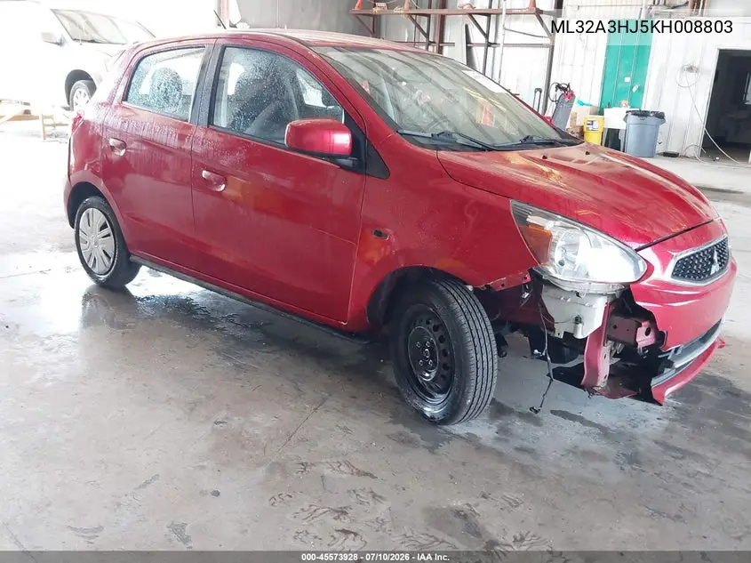 2019 Mitsubishi Mirage Es/Rf VIN: ML32A3HJ5KH008803 Lot: 45573928