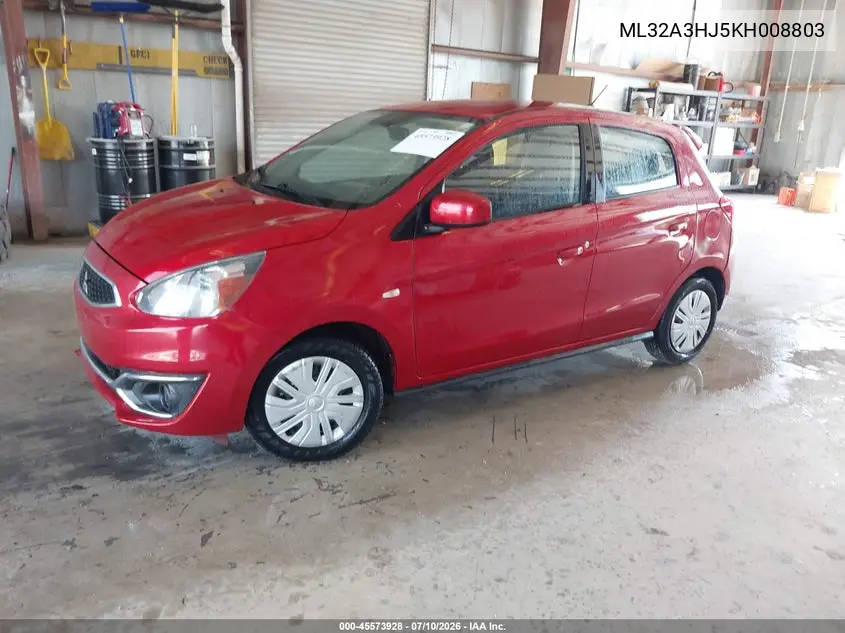 2019 Mitsubishi Mirage Es/Rf VIN: ML32A3HJ5KH008803 Lot: 45573928