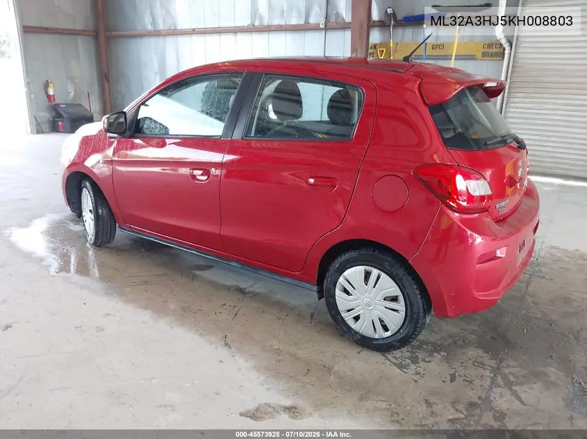 2019 Mitsubishi Mirage Es/Rf VIN: ML32A3HJ5KH008803 Lot: 45573928