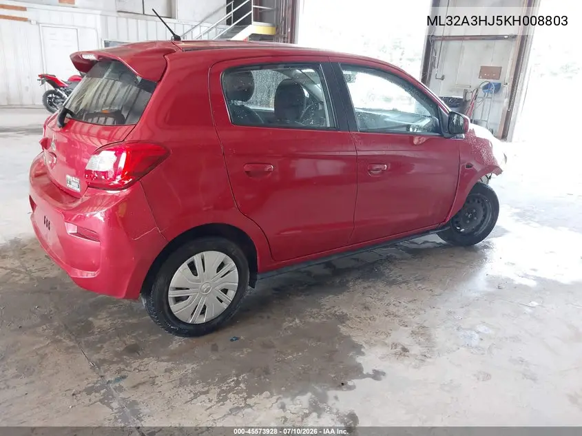 2019 Mitsubishi Mirage Es/Rf VIN: ML32A3HJ5KH008803 Lot: 45573928