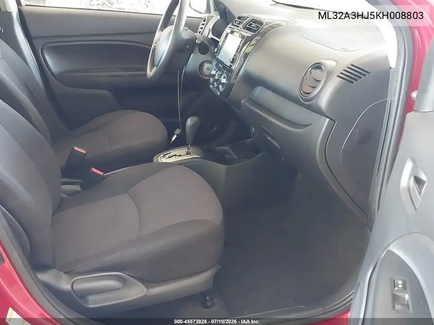 2019 Mitsubishi Mirage Es/Rf VIN: ML32A3HJ5KH008803 Lot: 45573928