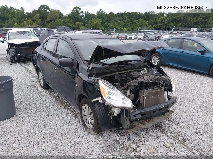 2019 Mitsubishi Mirage G4 Es VIN: ML32F3FJ5KHF03607 Lot: 45576163