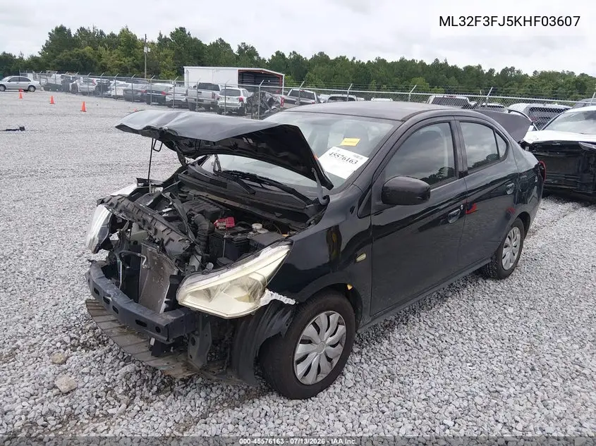 2019 Mitsubishi Mirage G4 Es VIN: ML32F3FJ5KHF03607 Lot: 45576163