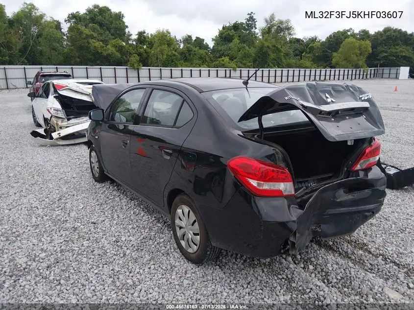 2019 Mitsubishi Mirage G4 Es VIN: ML32F3FJ5KHF03607 Lot: 45576163