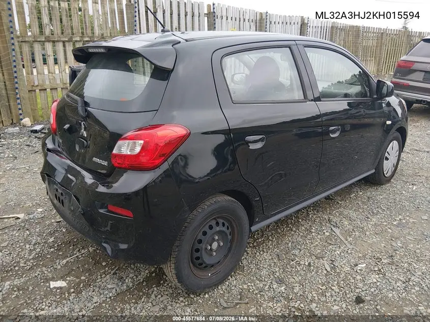 2019 Mitsubishi Mirage Es VIN: ML32A3HJ2KH015594 Lot: 45577684