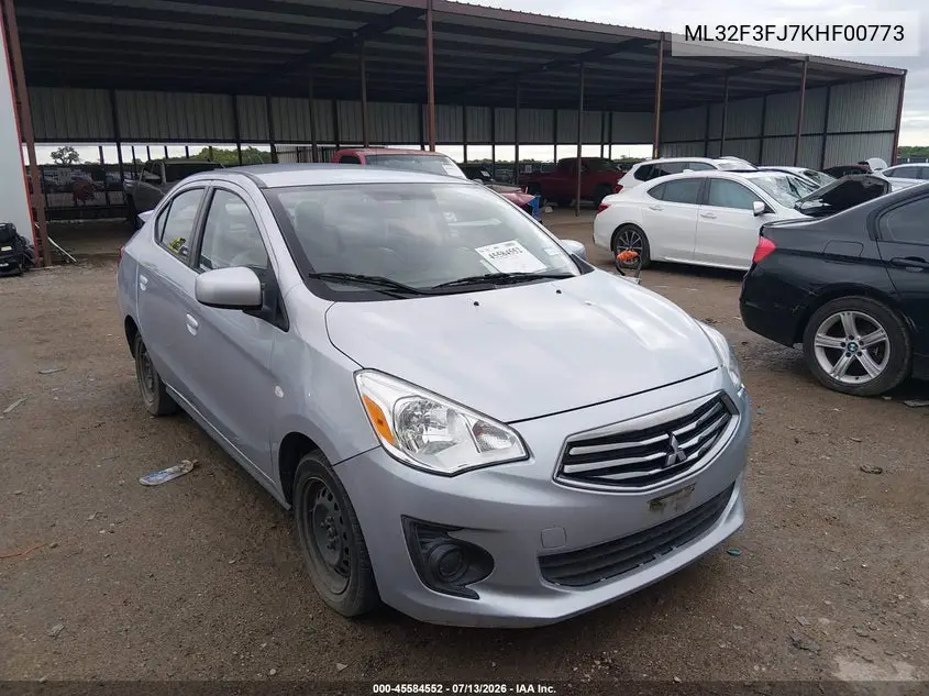 2019 Mitsubishi Mirage G4 Es VIN: ML32F3FJ7KHF00773 Lot: 45584552
