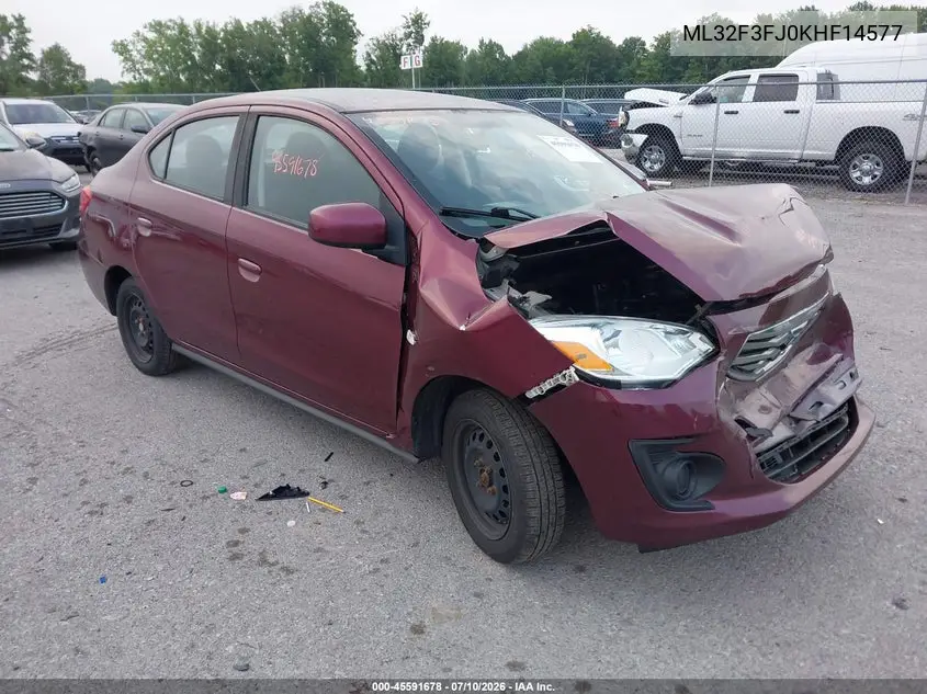 2019 Mitsubishi Mirage G4 Es VIN: ML32F3FJ0KHF14577 Lot: 45591678