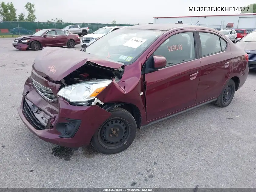 2019 Mitsubishi Mirage G4 Es VIN: ML32F3FJ0KHF14577 Lot: 45591678