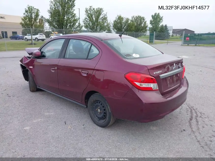 2019 Mitsubishi Mirage G4 Es VIN: ML32F3FJ0KHF14577 Lot: 45591678