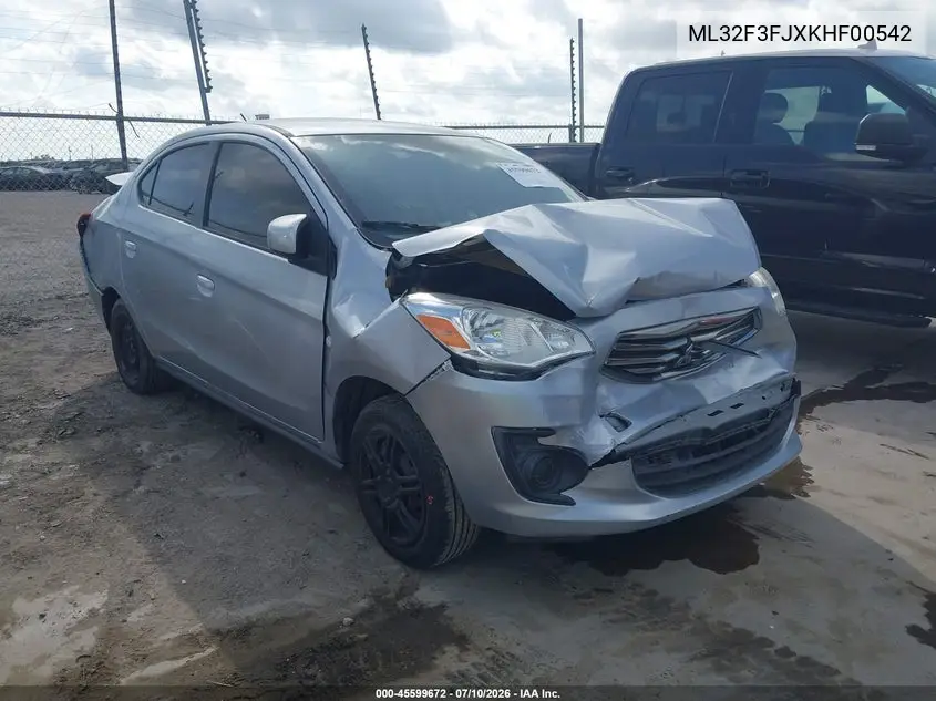 2019 Mitsubishi Mirage G4 Es/Rf VIN: ML32F3FJXKHF00542 Lot: 45599672