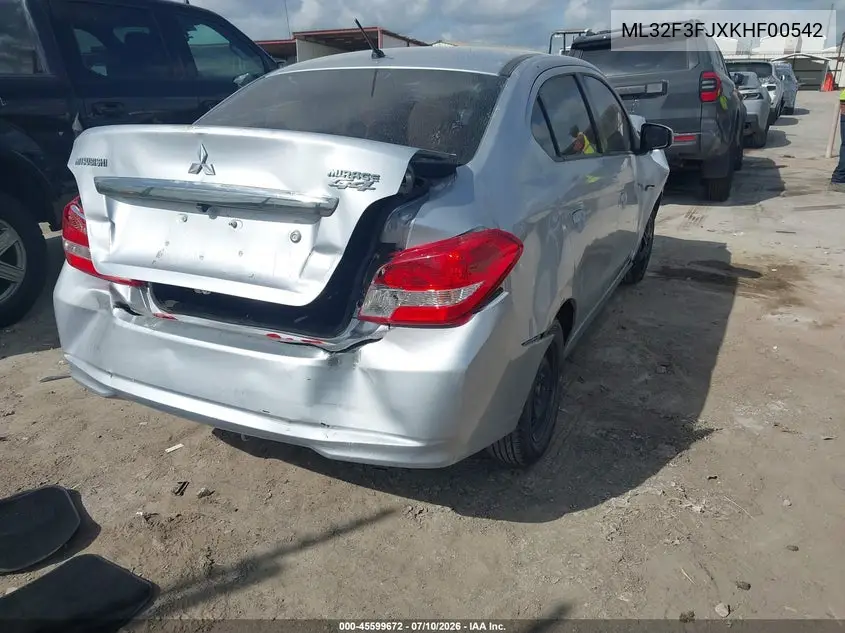 2019 Mitsubishi Mirage G4 Es/Rf VIN: ML32F3FJXKHF00542 Lot: 45599672