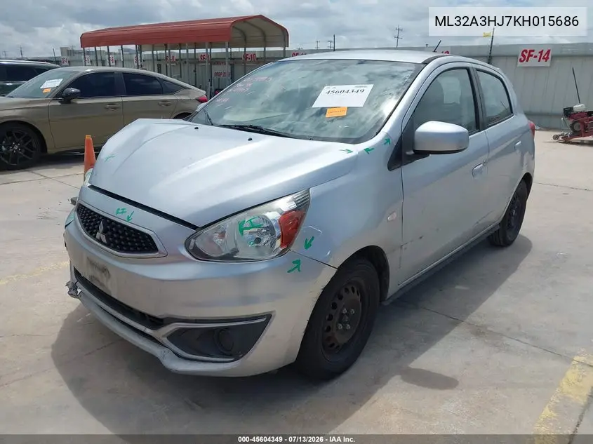 2019 Mitsubishi Mirage Es VIN: ML32A3HJ7KH015686 Lot: 45604349