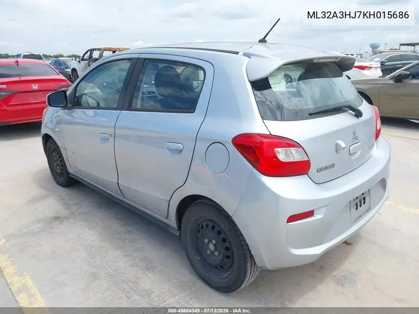 2019 Mitsubishi Mirage Es VIN: ML32A3HJ7KH015686 Lot: 45604349