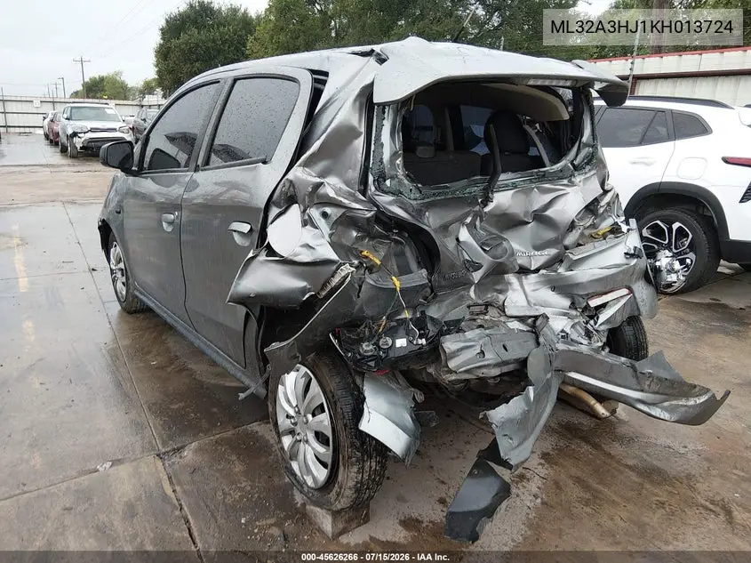 2019 Mitsubishi Mirage Es VIN: ML32A3HJ1KH013724 Lot: 45626266