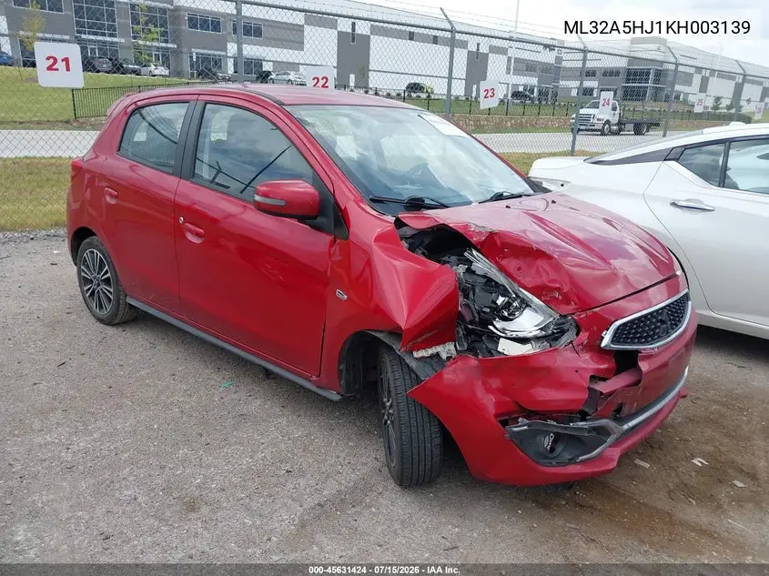 2019 Mitsubishi Mirage Gt VIN: ML32A5HJ1KH003139 Lot: 45631424