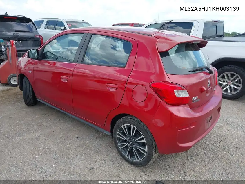 2019 Mitsubishi Mirage Gt VIN: ML32A5HJ1KH003139 Lot: 45631424