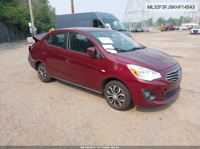 2019 Mitsubishi Mirage G4 Es VIN: ML32F3FJ5KHF14543 Lot: 45632572