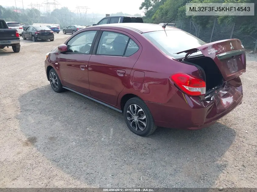 2019 Mitsubishi Mirage G4 Es VIN: ML32F3FJ5KHF14543 Lot: 45632572