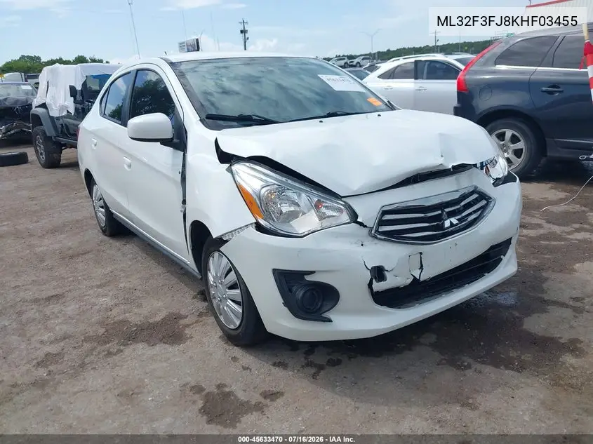 2019 Mitsubishi Mirage G4 Es VIN: ML32F3FJ8KHF03455 Lot: 45633470