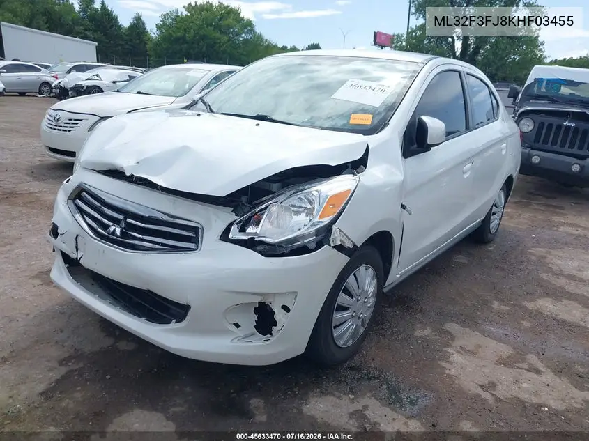 2019 Mitsubishi Mirage G4 Es VIN: ML32F3FJ8KHF03455 Lot: 45633470